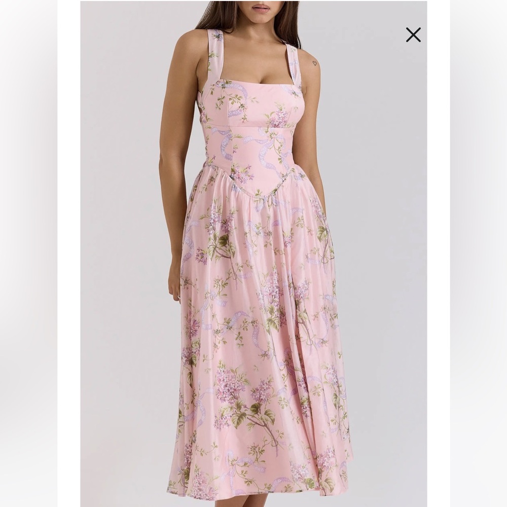 HOUSE OF CB Minerva Floral Print Chiffon Midi Sundress